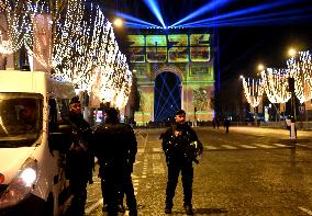 Security Measures At Arc de Triomphe New Year Show - Paris