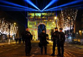 Security Measures At Arc de Triomphe New Year Show - Paris