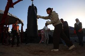 Boxing Training Session at A Displacement Camp - Khan Younis