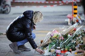 Tribute to victims at Le Constellation bar - Crans Montana