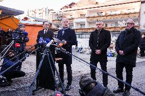 Federal Councilor Talks To The Media Near Le Constellation Bar - Crans-Montana