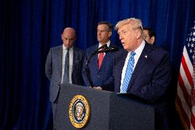 Donald Trump at news conference at the Mar-a-Lago Club in Palm Beach