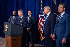 Donald Trump at news conference at the Mar-a-Lago Club in Palm Beach