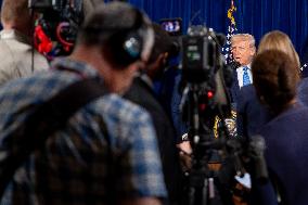 Donald Trump at news conference at the Mar-a-Lago Club in Palm Beach
