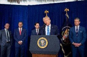 Donald Trump at news conference at the Mar-a-Lago Club in Palm Beach