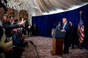 Donald Trump at news conference at the Mar-a-Lago Club in Palm Beach