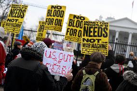 Protest Outside Of White House Against U.S. Military Strike On Venezuela - Washington