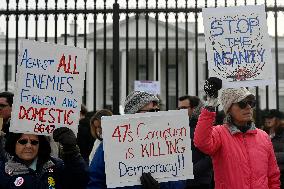 Protest Outside Of White House Against U.S. Military Strike On Venezuela - Washington