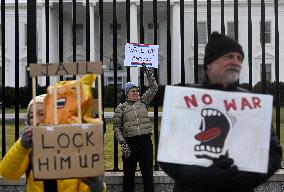 Protest Outside Of White House Against U.S. Military Strike On Venezuela - Washington