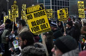 Protest Outside Of White House Against U.S. Military Strike On Venezuela - Washington