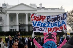 Protest Outside Of White House Against U.S. Military Strike On Venezuela - Washington