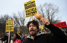 Protest Outside Of White House Against U.S. Military Strike On Venezuela - Washington
