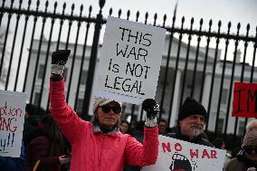 Protest Outside Of White House Against U.S. Military Strike On Venezuela - Washington
