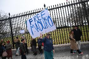 Protest Outside Of White House Against U.S. Military Strike On Venezuela - Washington