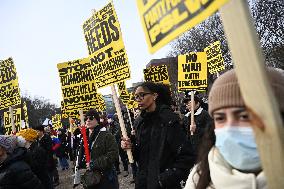 Protest Outside Of White House Against U.S. Military Strike On Venezuela - Washington
