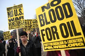 Protest Outside Of White House Against U.S. Military Strike On Venezuela - Washington