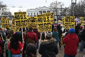Protest Outside Of White House Against U.S. Military Strike On Venezuela - Washington
