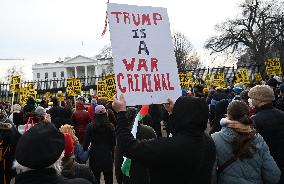 Protest Outside Of White House Against U.S. Military Strike On Venezuela - Washington
