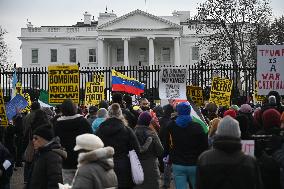 Protest Outside Of White House Against U.S. Military Strike On Venezuela - Washington