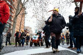 Farmers procession through the streets of Toulouse