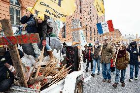 Farmers procession through the streets of Toulouse