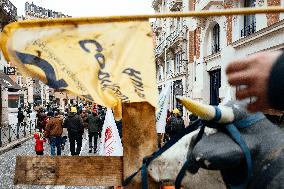 Farmers procession through the streets of Toulouse