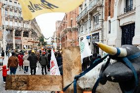 Farmers procession through the streets of Toulouse