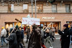 Farmers procession through the streets of Toulouse
