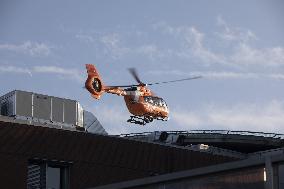 Victims of Crans-Montana arriving via helicopter at Hospital in Milan