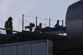 Victims of Crans-Montana arriving via helicopter at Hospital in Milan