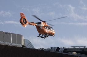 Victims of Crans-Montana arriving via helicopter at Hospital in Milan