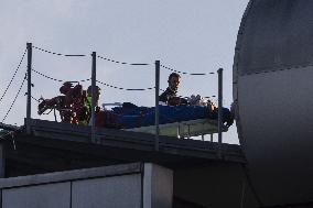 Victims of Crans-Montana arriving via helicopter at Hospital in Milan