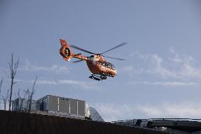 Victims of Crans-Montana arriving via helicopter at Hospital in Milan
