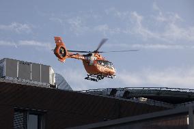 Victims of Crans-Montana arriving via helicopter at Hospital in Milan