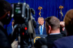 Donald Trump at news conference at the Mar-a-Lago Club in Palm Beach