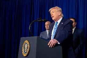 Donald Trump at news conference at the Mar-a-Lago Club in Palm Beach