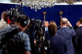 Donald Trump at news conference at the Mar-a-Lago Club in Palm Beach