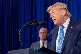 Donald Trump at news conference at the Mar-a-Lago Club in Palm Beach