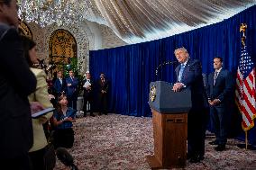 Donald Trump at news conference at the Mar-a-Lago Club in Palm Beach