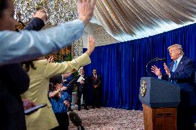 Donald Trump at news conference at the Mar-a-Lago Club in Palm Beach