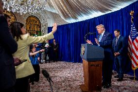 Donald Trump at news conference at the Mar-a-Lago Club in Palm Beach