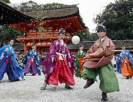 Ancient court football at Kyoto shrine