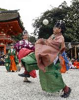 Ancient court football at Kyoto shrine