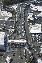 Expressway interchange congested due to snow