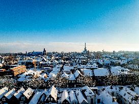 Gouda Overview In The Snow - Netherlands