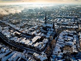 Gouda Overview In The Snow - Netherlands