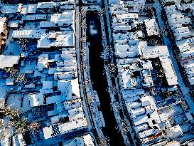 Gouda Overview In The Snow - Netherlands
