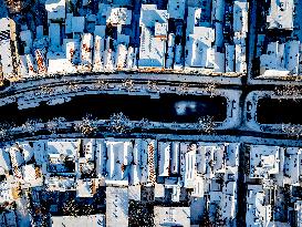 Gouda Overview In The Snow - Netherlands