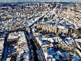 Gouda Overview In The Snow - Netherlands