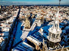 Gouda Overview In The Snow - Netherlands